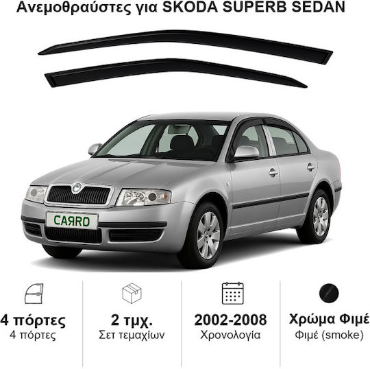 Heko Set of Windbreakers Front Car Dark Fime for Skoda Superb 2pcs