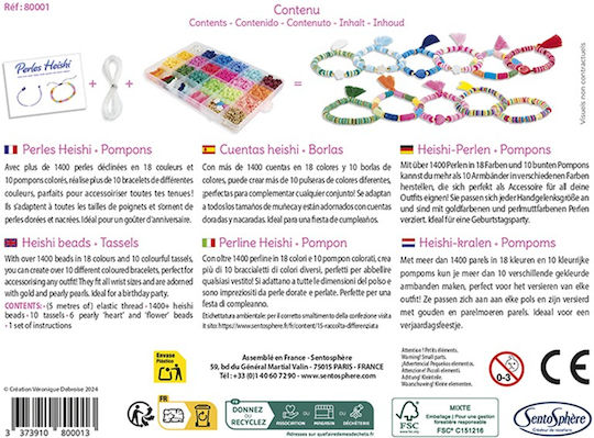 Kit creativ DIY Brățări cu perle Heishi și ciucuri Sentosphere
