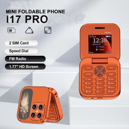 i17 Pro Dual SIM Button Mobile Phone Orange