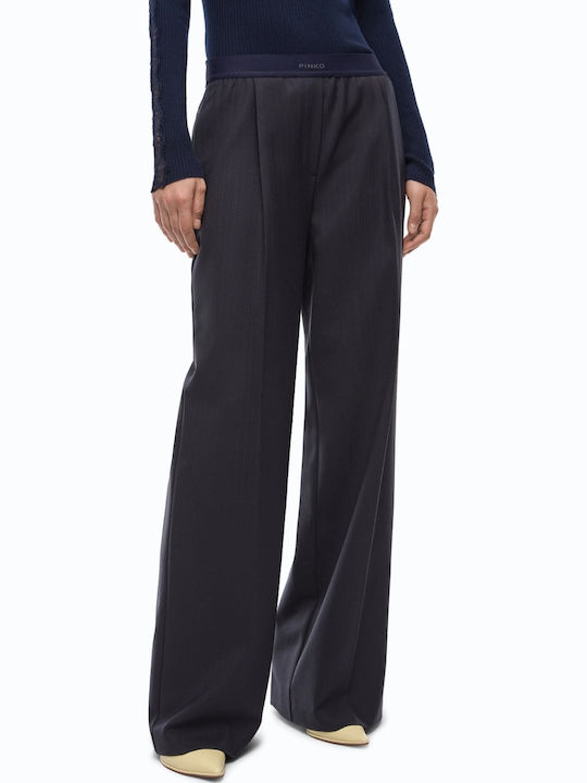 Women's Pantaloons with Rubber Band in Palazzo Fit Dark Blue