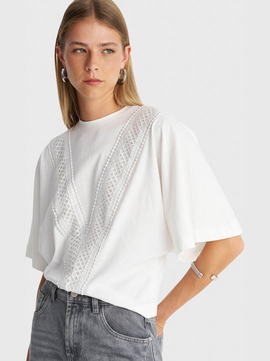 Damen Bluse mit 3/4 Ärmel Weiß 8923713-Weiße