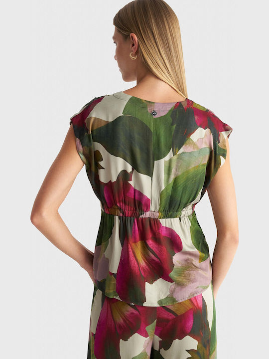 Bluză Damă Fără Mâneci Drapată Multicolor 8923725-Multicolor