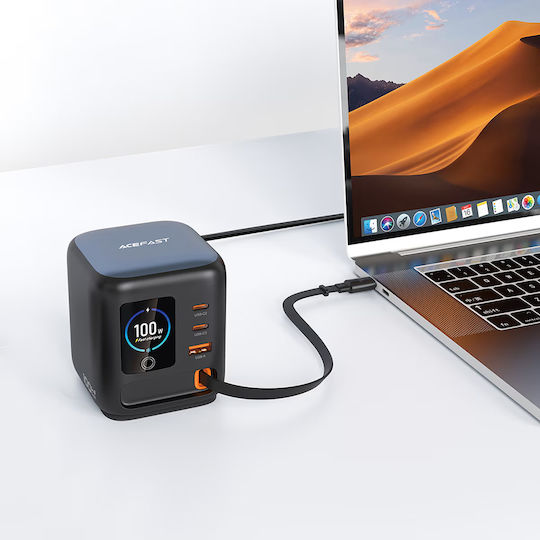 Acefast GaN Charging Station with USB-A Port and 2 USB-C Ports and USB-C Cable 100W in Multicolour Colour (Z10)