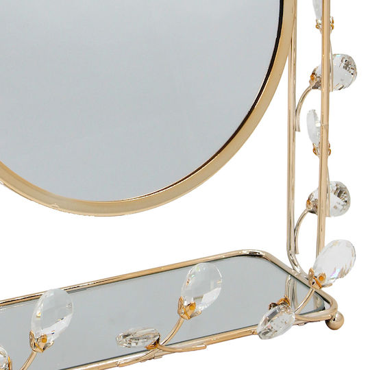 Keskor Makeup Mirror Tabletop with Light 32x43cm Gold