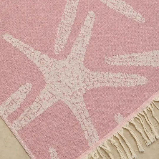 Borea Strandtuch Pareo Baumwolle Rosa mit Fransen 160x90cm