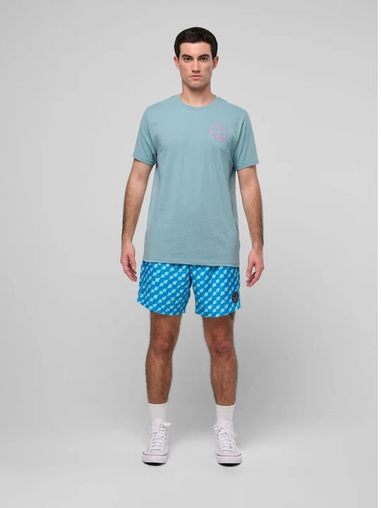 Men's Swimwear Blue Shorts with Patterns