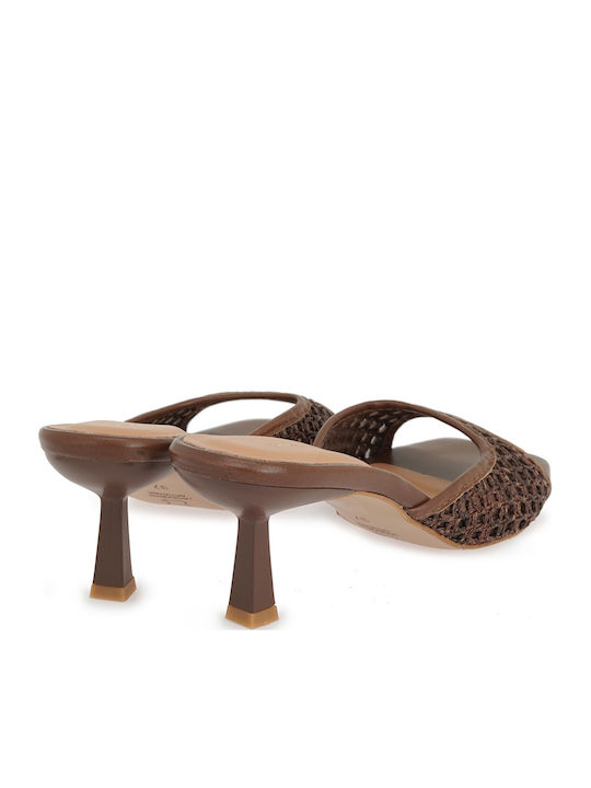 Mules With High Heel In Brown Colour