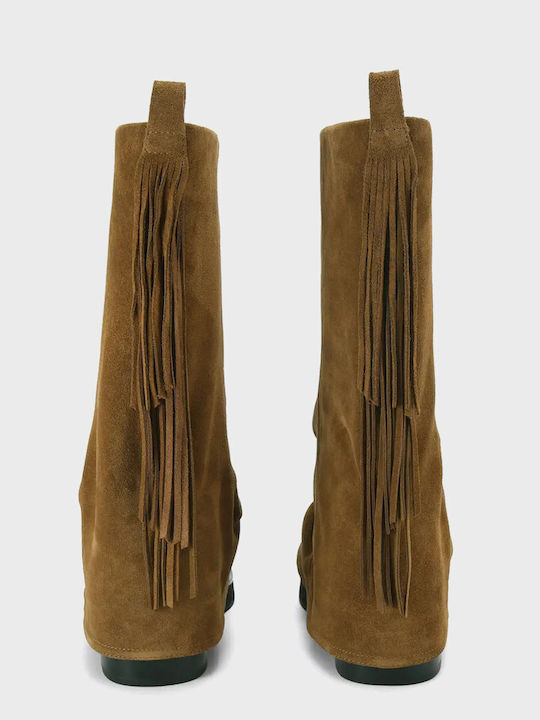 Suede Damen Stiefeletten Orange