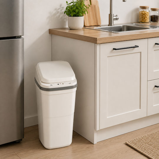 MRShome MRShome Kunststoff Mülleimer mit Sensor Weiß 14lt
