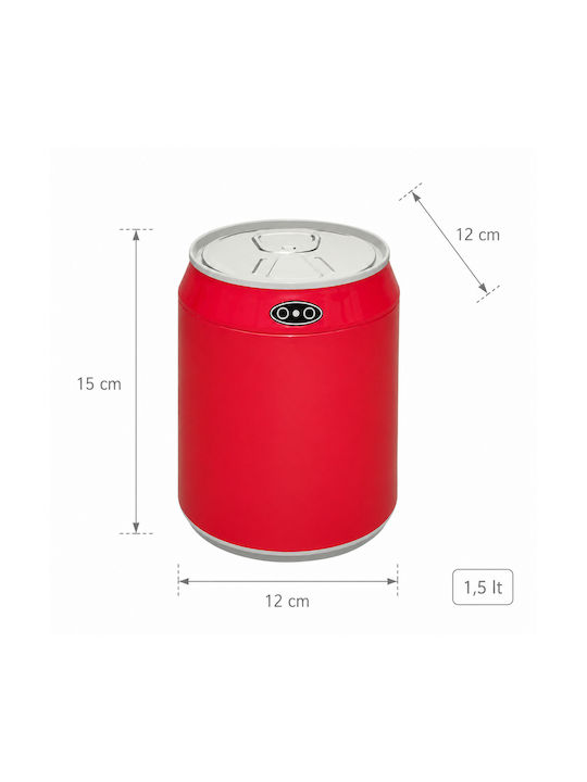 MRShome Plastic Waste Bin with Photocell Red 1.5lt