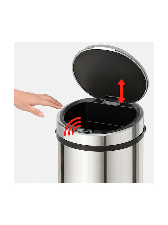 MRShome Waste Bin Made of Silver Stainless Steel 58lt