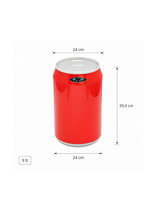 MRShome Plastic Waste Bin with Photocell Red 9lt