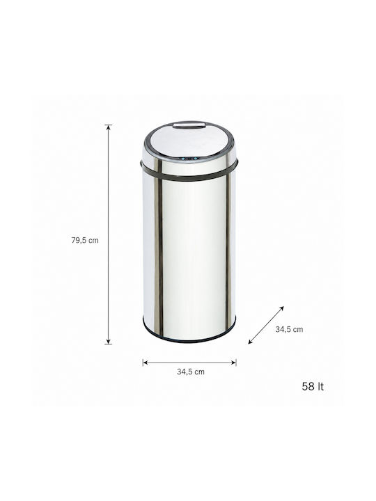 MRShome Waste Bin Made of Silver Stainless Steel 58lt