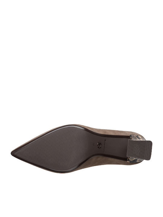 Leder Pumps mit Mittelhohem Absatz Braun