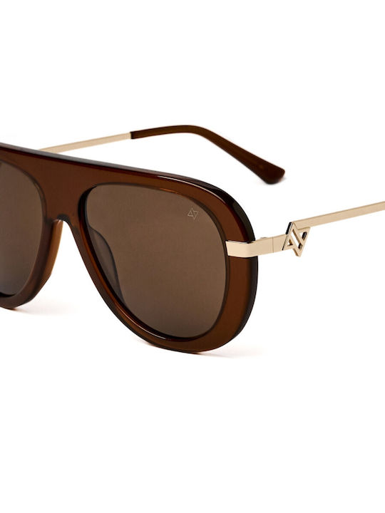 AV Sunglasses Alexia Unisex Sonnenbrillen mit Braunen Horn umrandeten Rahmen und Braunen Gläsern