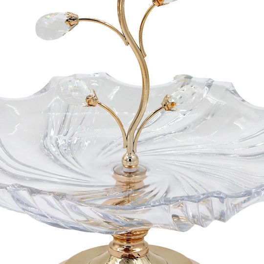 Keskor Decorative Glass Gold Platter 33x33x39cm