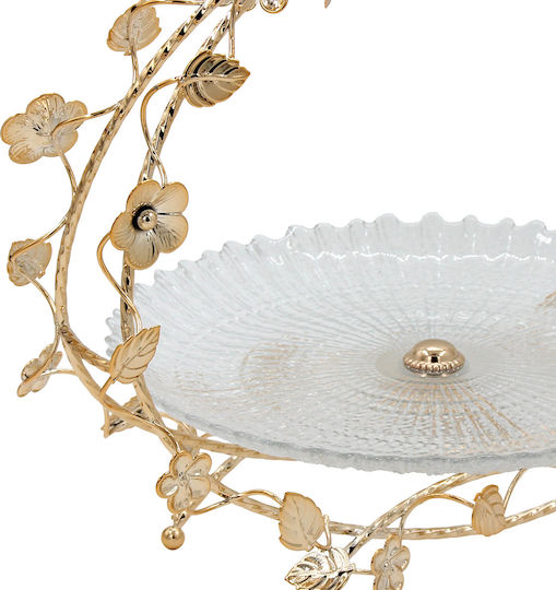 Keskor Decorative Glass Gold Platter 33x27x27cm