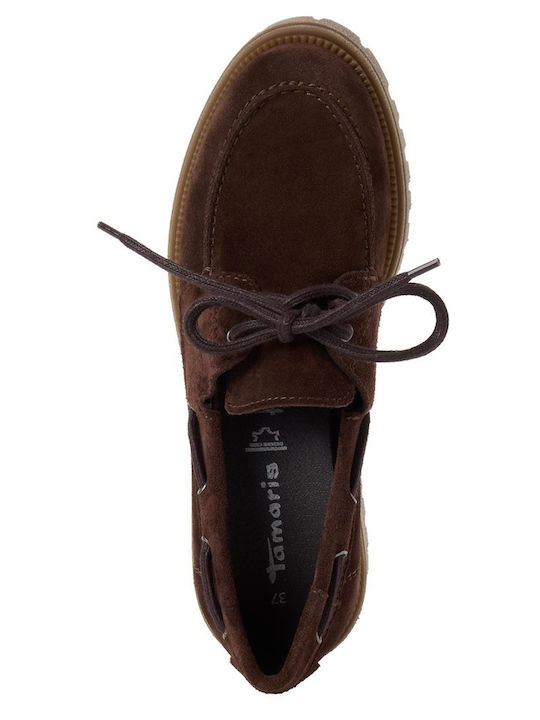 Leder Damen Bootsschuhe Mocca