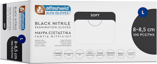 Karabinis Medical Alfashield Alfa Gloves Black Soft Нитрилни Ръкавици Без Прах 100 бр