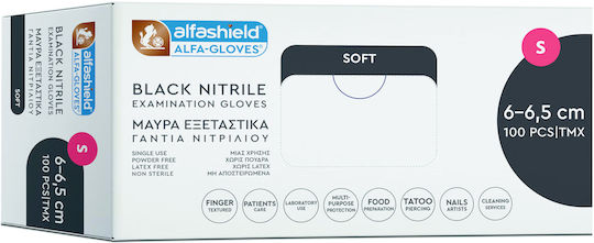 Karabinis Medical Alfashield Alfa Gloves Black Soft Нитрилни Ръкавици Без Прах 100 бр