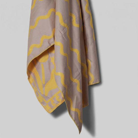 White Fabric Beige Beach Towel 180x100cm 2-Sided