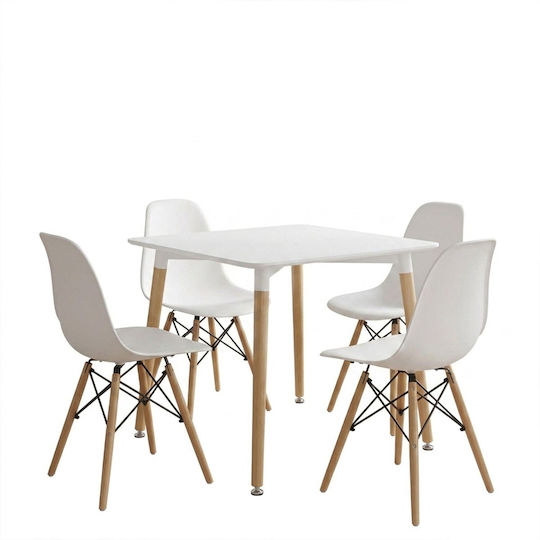 Julita Esszimmermöbel-Set mit 4 Stücken 80x80cm