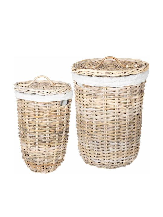 vidaXL Laundry Basket Wicker with Lid Gray vidaXL Laundry Basket Wicker with Lid Gray