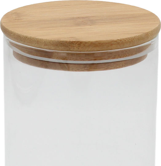 Glass Storage Jar 700 Ml Φ8,5x15,5 Cm Wooden Lid Keskor 62575