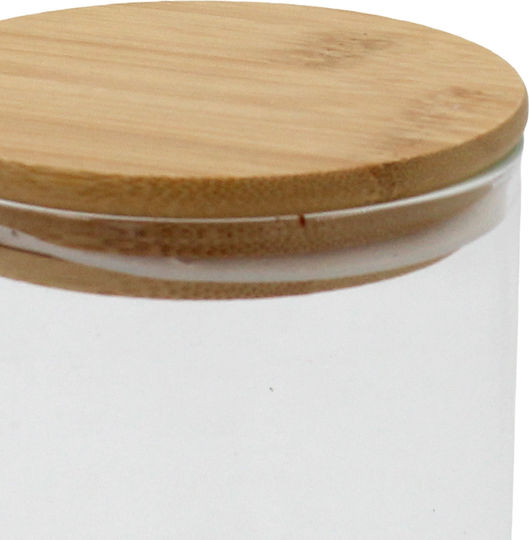 Glass Storage Jar 500 Ml Φ8,5x12,5 Cm Wooden Lid Keskor 62574