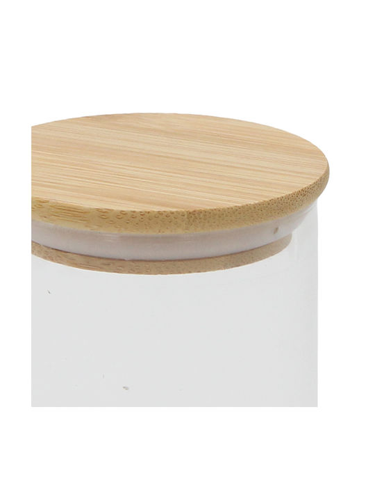 Glass Storage Jar 250 Ml Φ6,5x10 Cm Wooden Lid Keskor 62577