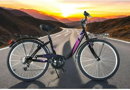 Dino Bikes City Summertime Venere 24" Παιδικό Ποδήλατo Πόλης 6 Ταχυτήτων Μαύρο