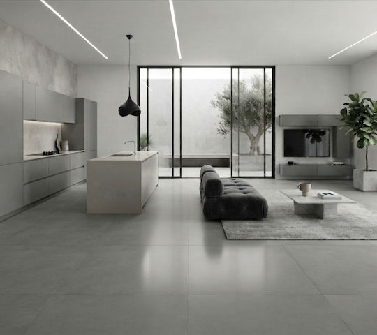 Padana Fliese Für Boden- Wandfliese Küche Badezimmer Porzellan Matt 90x90cm Mittelgrau
