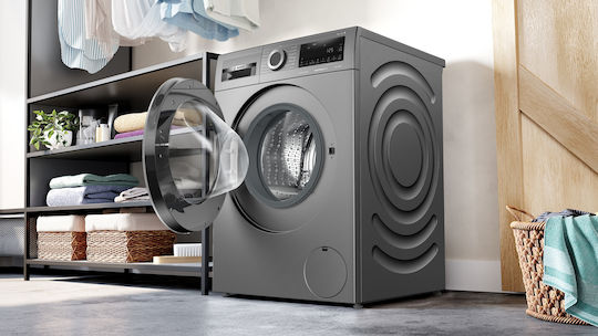 Bosch Mașină de Spălat Rufe 9kg cu Tehnologie cu Abur 1400 Rotiri Asistență Fier Inox WGG244ZREU
