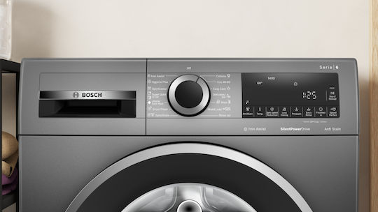 Bosch Mașină de Spălat Rufe 9kg cu Tehnologie cu Abur 1400 Rotiri Asistență Fier Inox WGG244ZREU