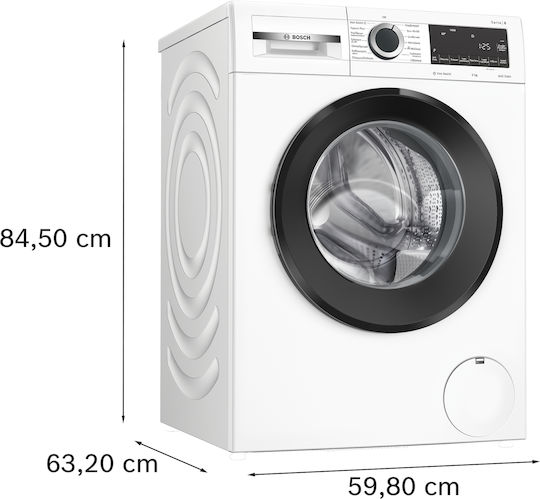 Bosch Πλυντήριο Ρούχων 9kg με Τεχνολογία Ατμού 1400 Στροφών Iron Assist WGG244ZWGR