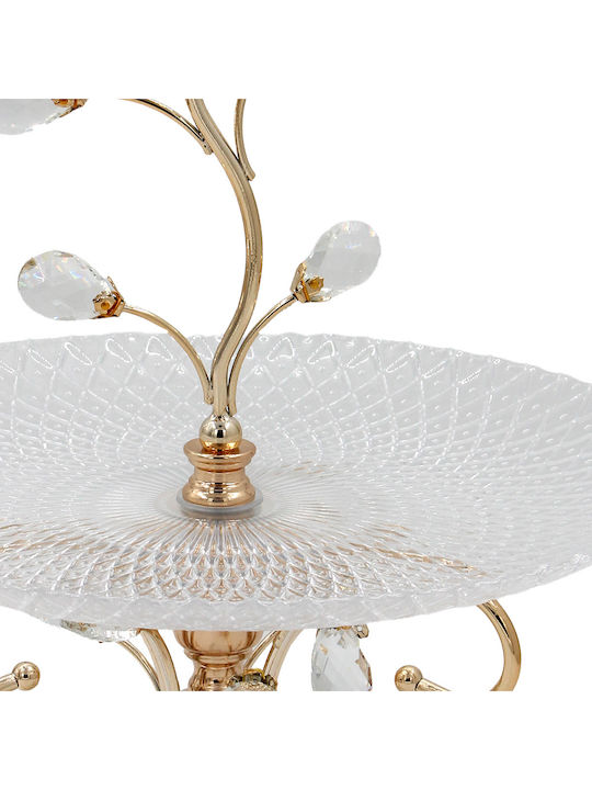 Keskor Glass Gold Cake Stand 33x33x43cm