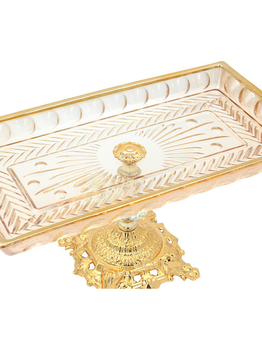Keskor Glass Gold Cake Stand 33x18x17cm