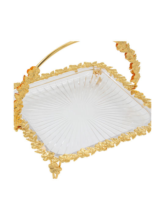 Keskor Glass Gold Cake Stand 29x27x22cm