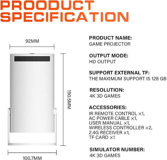 AK-300 Max Mini Proiector 3D LCD HD Lampă LED cu Wi-Fi și Difuzoare Încorporate CDB-42