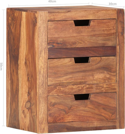 Нощно Шкафче Дървено Бежово 40x30x50см