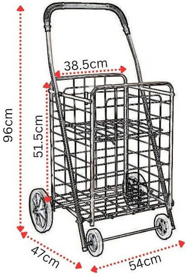 Fabric Shopping Trolley Foldable Red 54x47x96cm