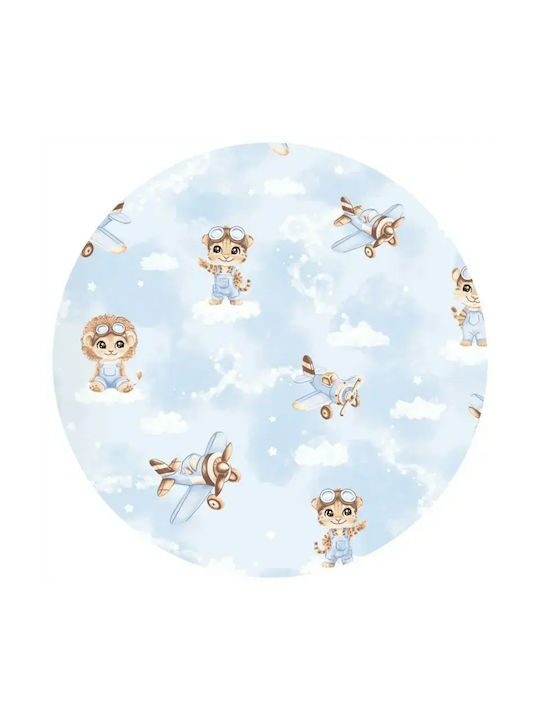 Qmini Lenjerie De Patut Bebe Pentru Patut Bumbac Cu Cauciuc Albastru Deschis 120x60cm