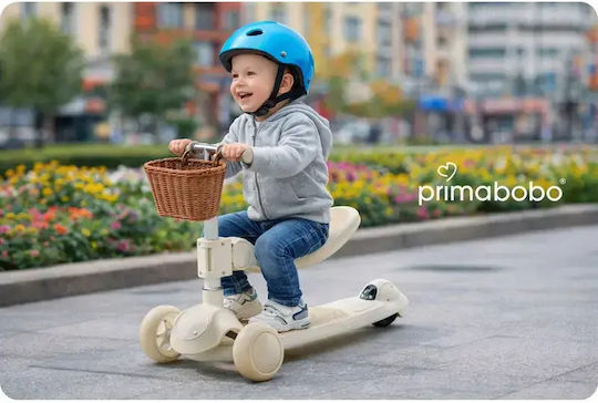 Primabobo Scuter Copii 3 Roți Cu Iluminare LED Pentru 1-5 Ani Bej