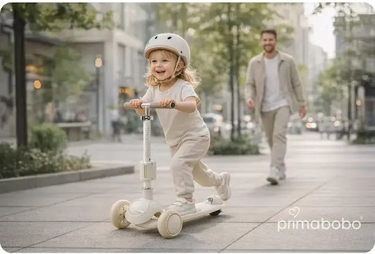 Primabobo Scuter Copii 3 Roți Cu Iluminare LED Pentru 1-5 Ani Bej