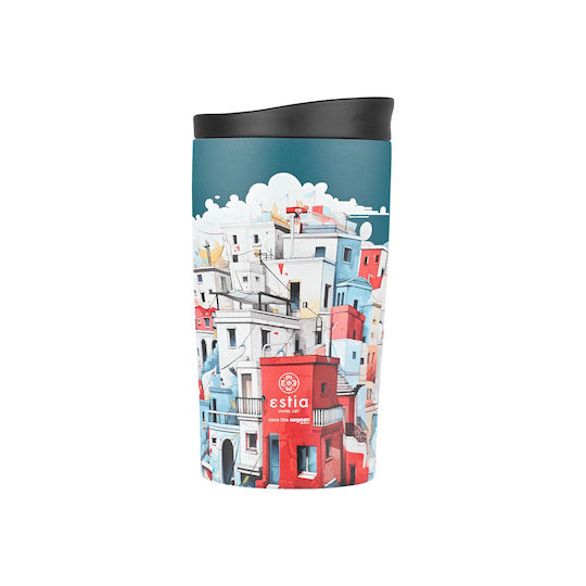 Estia Travel Mug Save The Aegean Recyclable Glass Thermos Bottle Stainless Steel BPA Free 350ml Urban Mythos With Straw