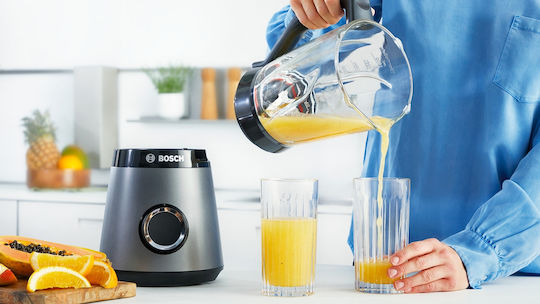 Bosch Serie 4 Μπλέντερ με Γυάλινη Κανάτα 1.5 lt 1200W Ασημί