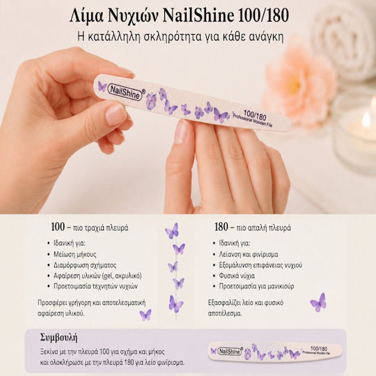 Paket 50 Professionelle Hölzerne Nagelfeilen Knife Butterfly 100/180 Nagelfeile