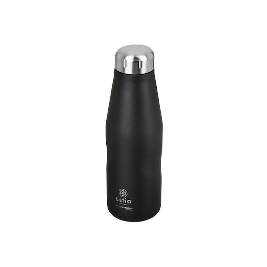 Estia Travel Flask Save the Aegean Recyclable Stainless Steel Thermos Bottle BPA Free 500ml Midnight Black
