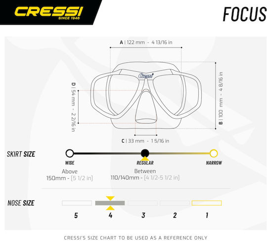 CressiSub Focus Μάσκα Θαλάσσης Σιλικόνης Μαύρη