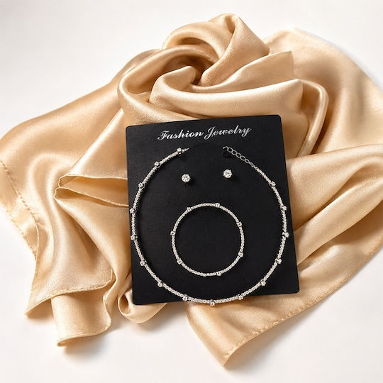 Premium Luxury Set Heart Arrangement 7 Cryogenated Roses Fine Scarf Tennis-style Jewelry Set In A Red Box Plexiglass